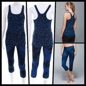 Lululemon 2 piece Set Racerback Tank & Cropped Leggings Navy Black 2 NWOT